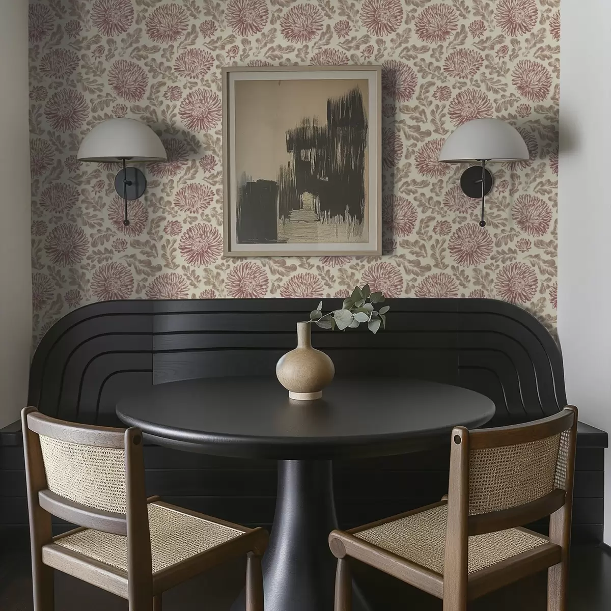 Tapeet Kreemikarva krüsanteemid veini aktsentidega a00840v1