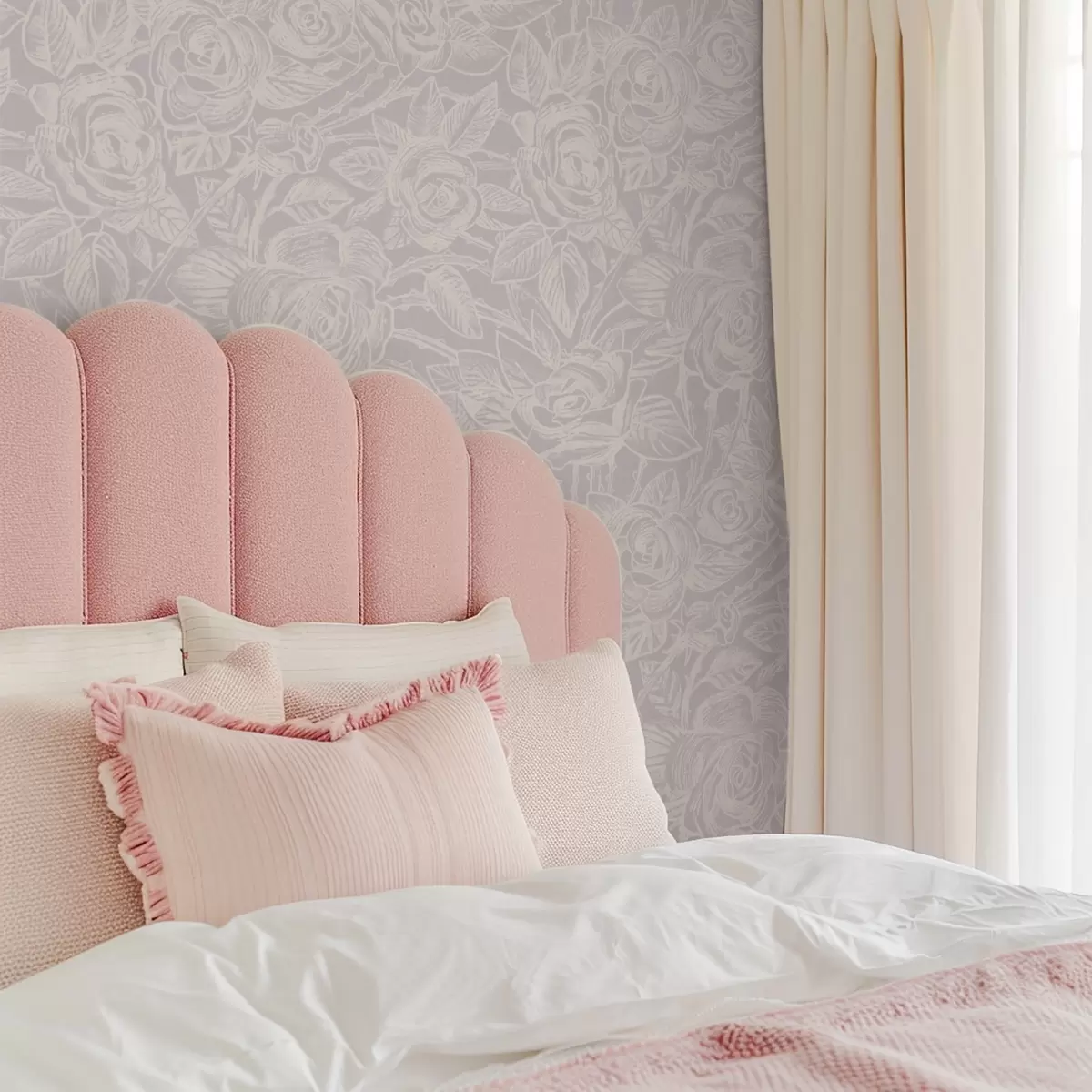 Tapeet Helehallile graveeritud roosid a00841v1