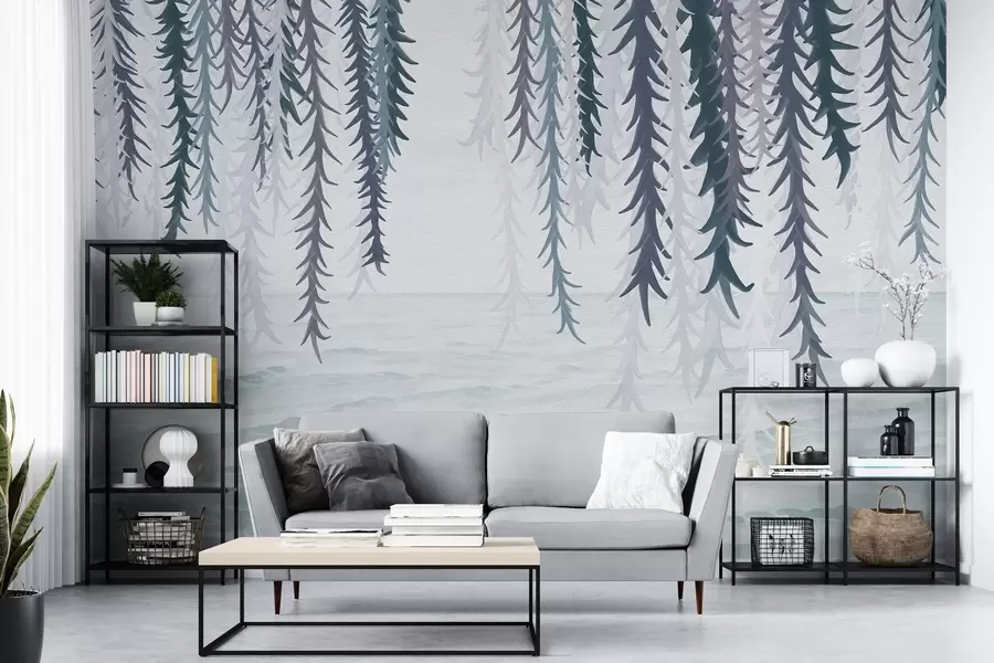 Fototapeedid Õrn viinapuu ripub vee kohal akvarellistiilis w04830v3