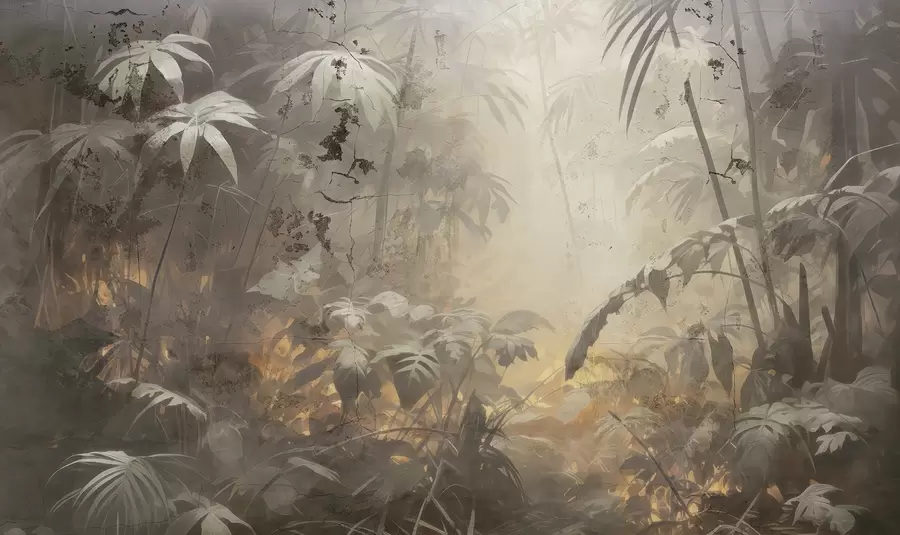 Fototapeedid Värvitud džungel grunge-betoonseina taga w04833