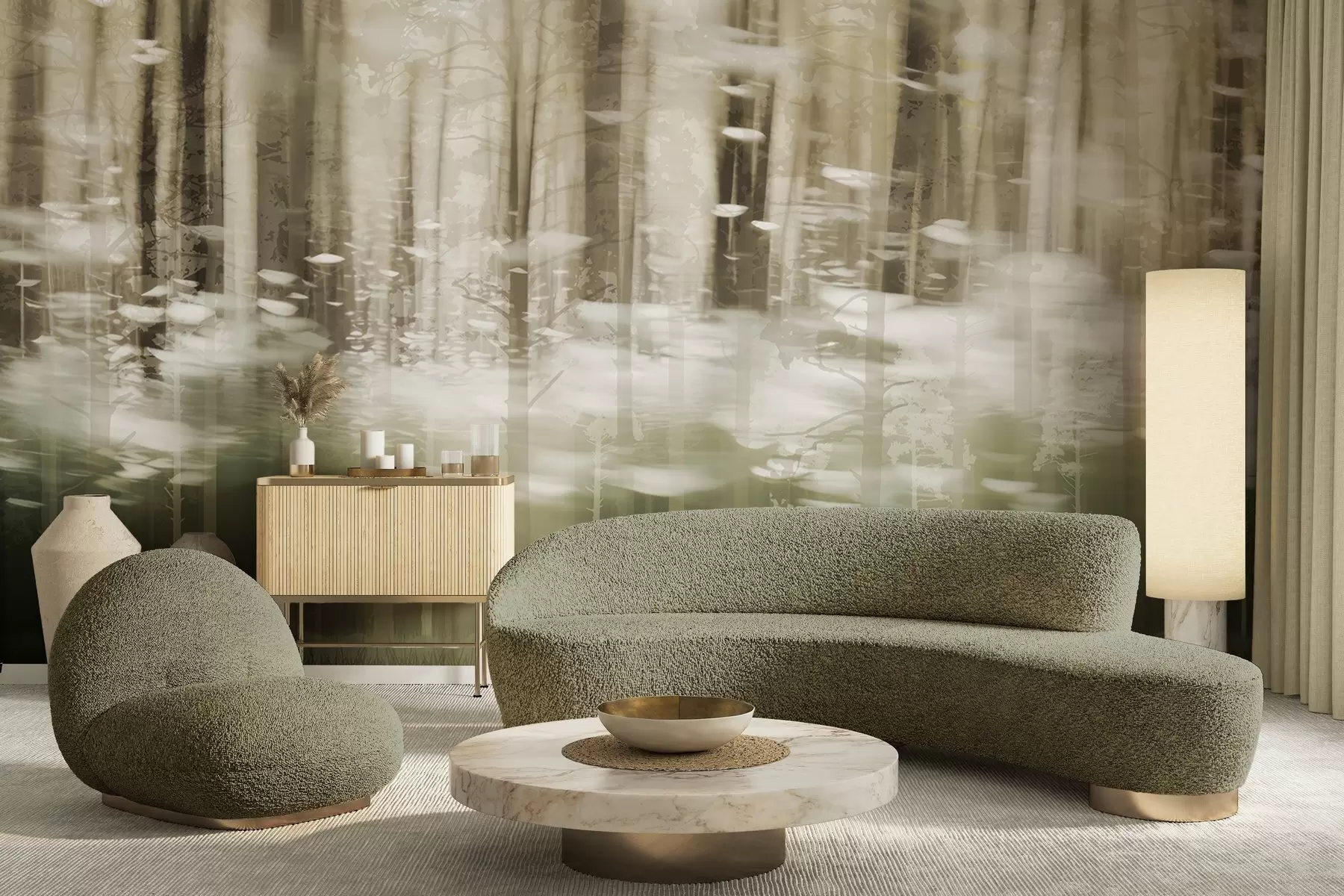 Fototapeedid Pastellvärvides stiliseeritud puutüved w04844