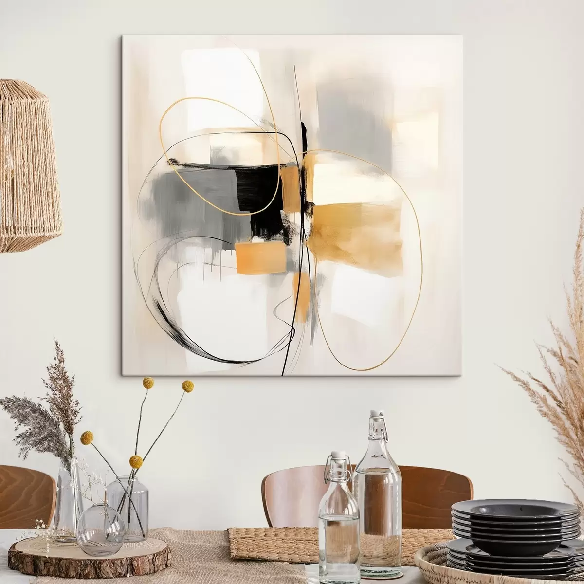 Pilt Abstraktsioon, jooned ja vormid õlimaalistiilis s46322