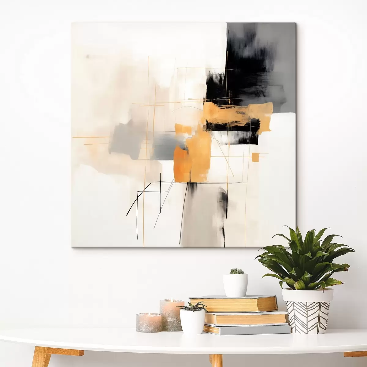 Pilt Kaasaegne maal, beež, virsiku ja grafiidi aktsendid s46323