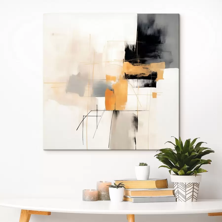 Pilt Kaasaegne maal, beež, virsiku ja grafiidi aktsendid s46323