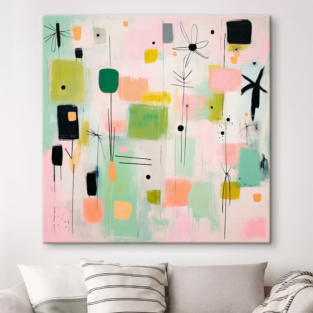 Pilt Abstraktsed lilled, kerge kompositsioon õlimaalistiilis s46325