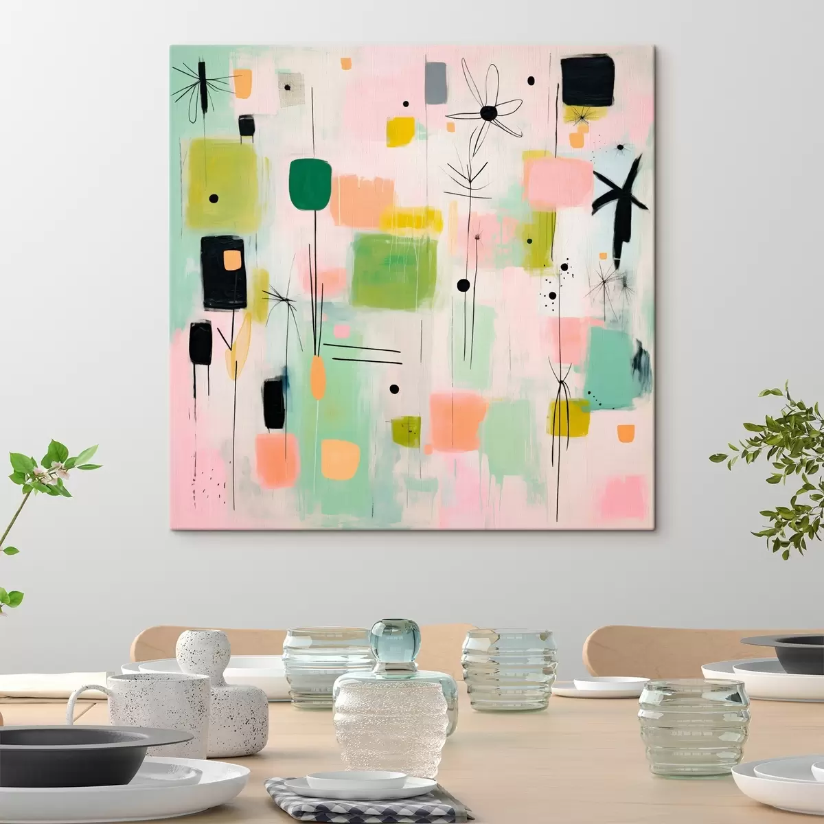 Pilt Abstraktsed lilled, kerge kompositsioon õlimaalistiilis s46325