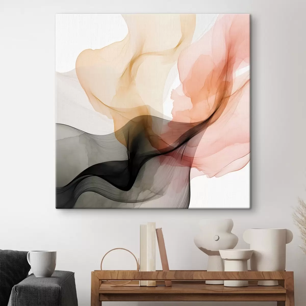 Pilt Korall ja hall ülevoolavad delikaatses stiilis s46333