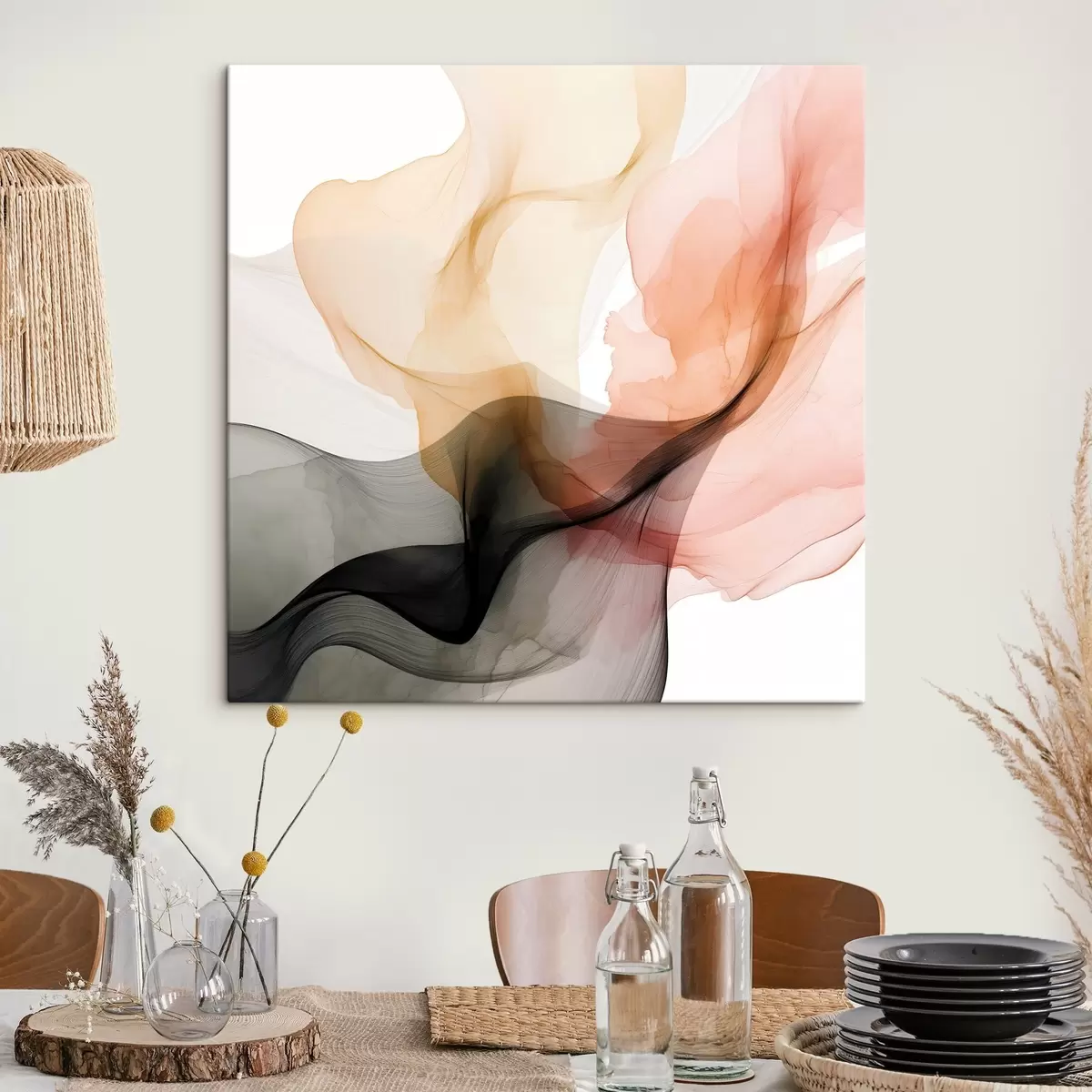 Pilt Korall ja hall ülevoolavad delikaatses stiilis s46333