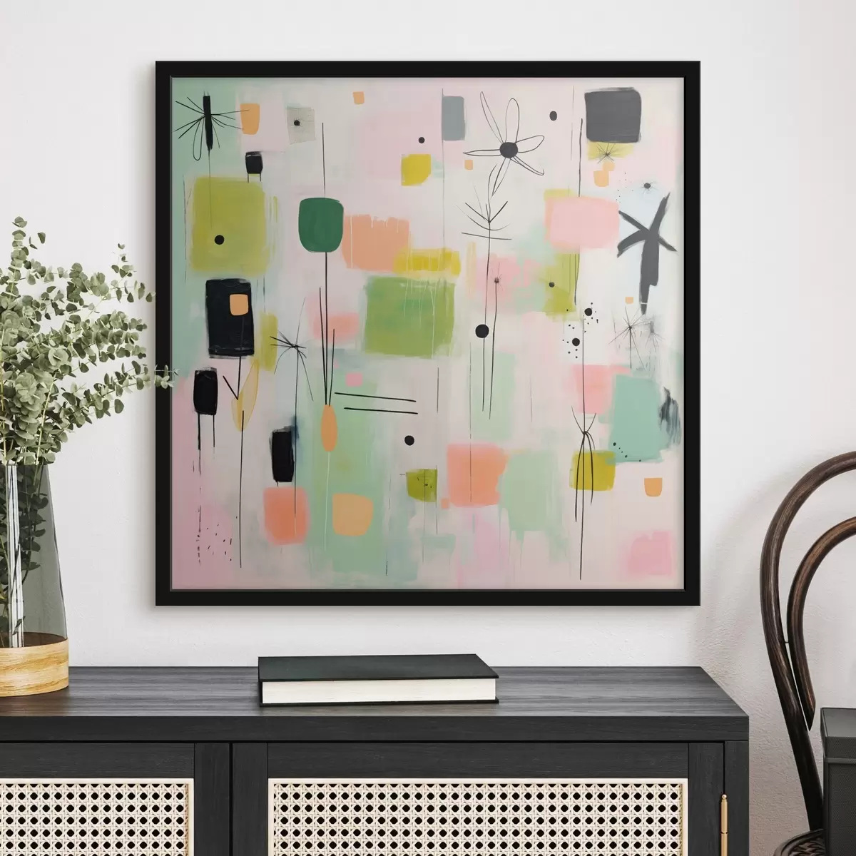 Plakat Abstraktsed lilled, kerge kompositsioon õlimaalistiilis f46325