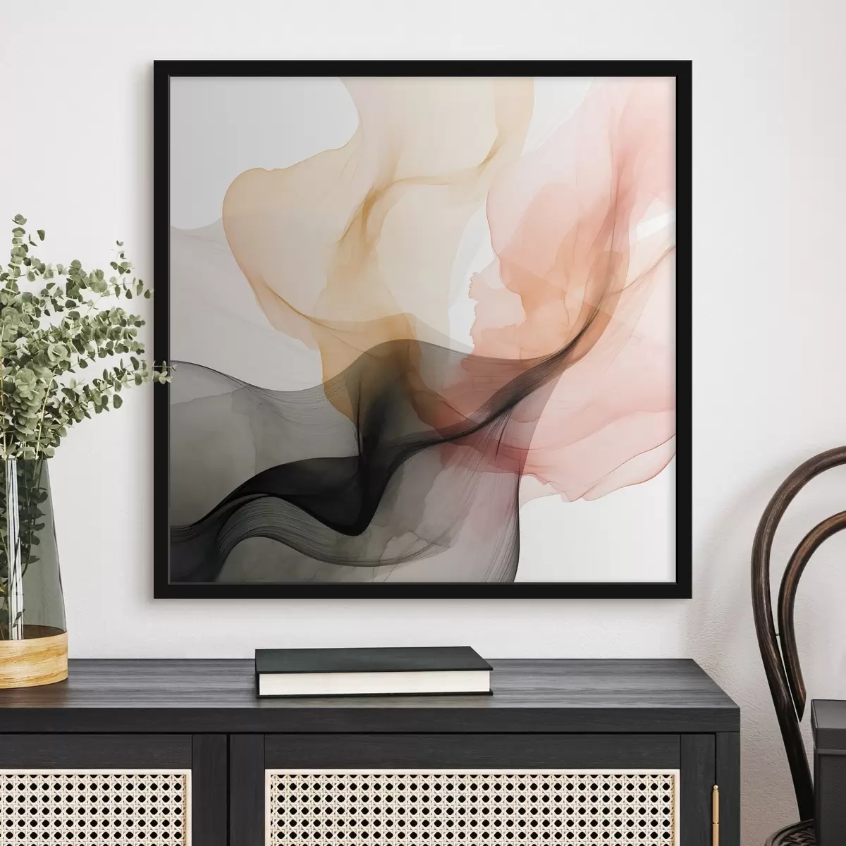 Plakat Korall ja hall ülevoolavad delikaatses stiilis f46333