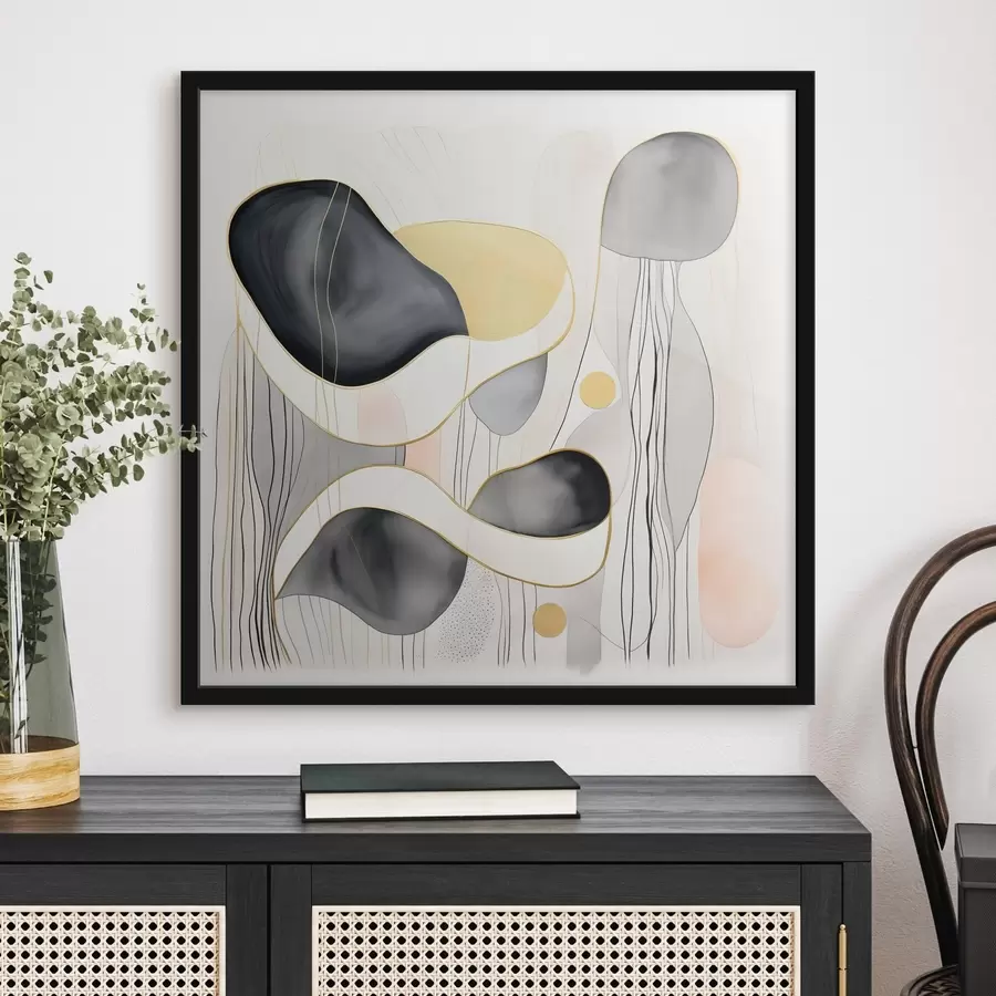 Fototapeedid Neutraalne kompositsioon, hallid ja liivased laigud kaasaegses stiilis f46334