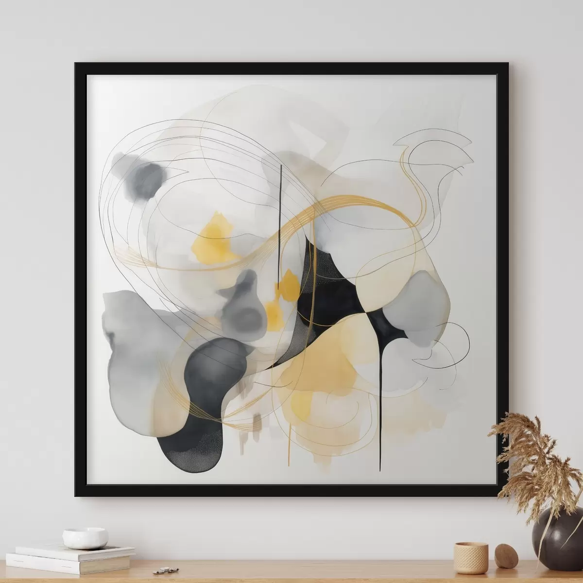 Plakat Kaootilised jooned ja täpid modernses stiilis f46335