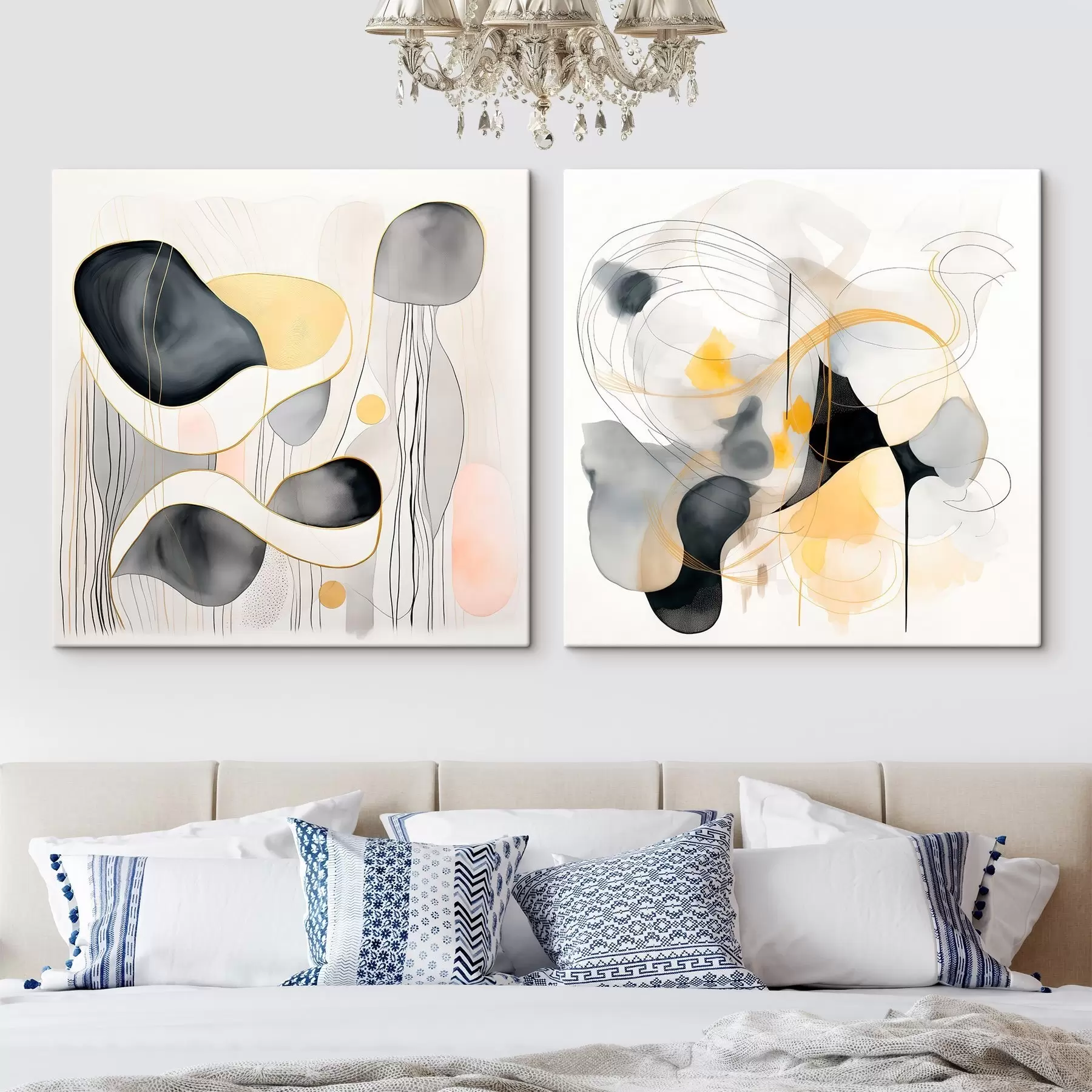 Pilt Monokroomne ja kollane aktsent abstraktses stiilis m00905