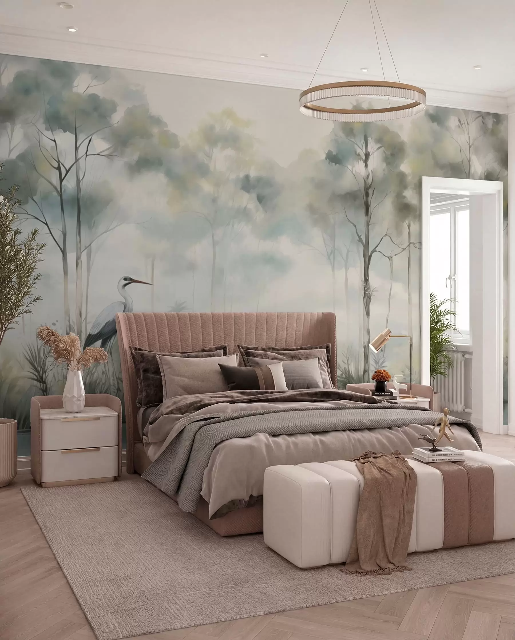 Fototapeedid Haigrud uduse metsa ääres w04788