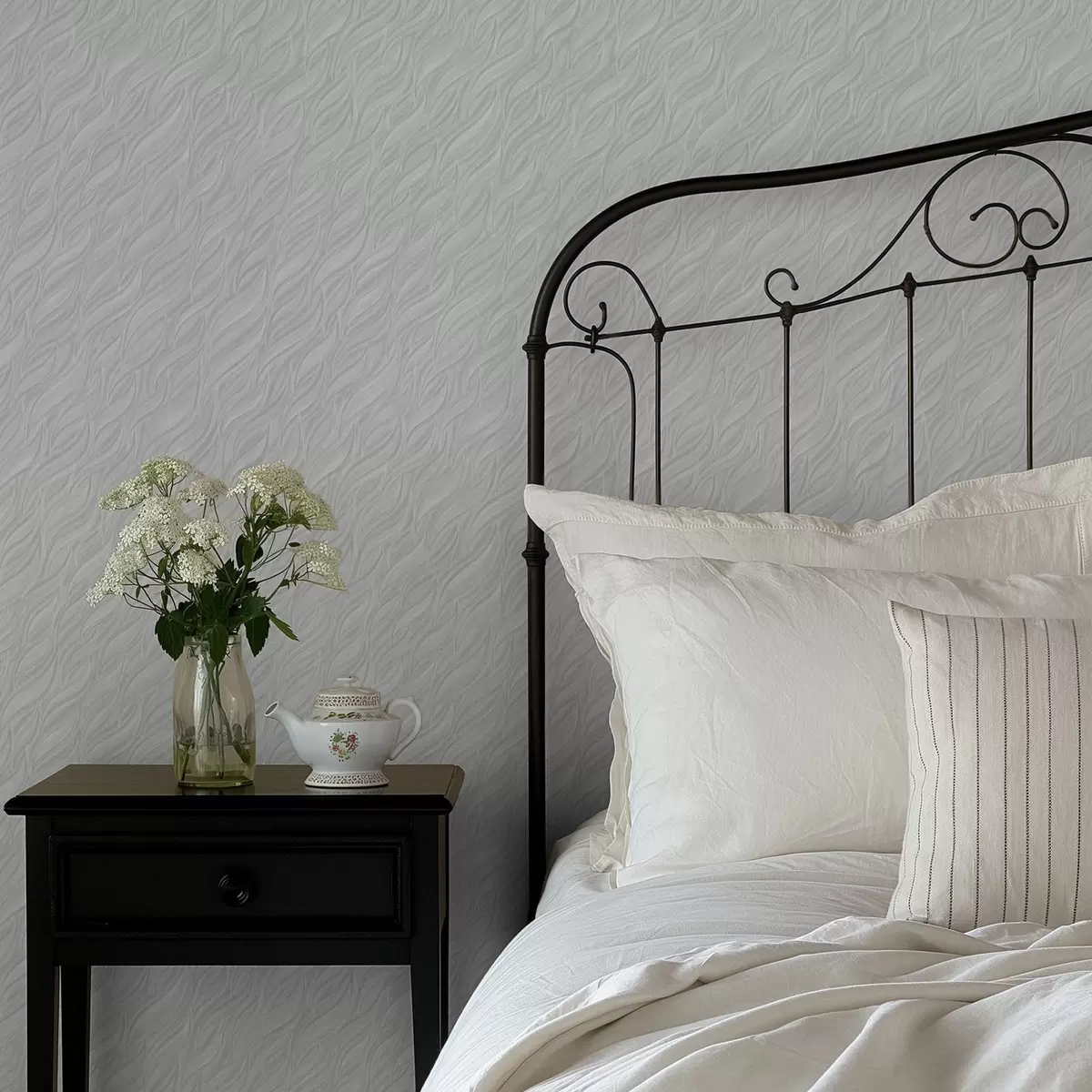 Tapeet Tekstuuriga harjatud lained, heleroheline a00688v2