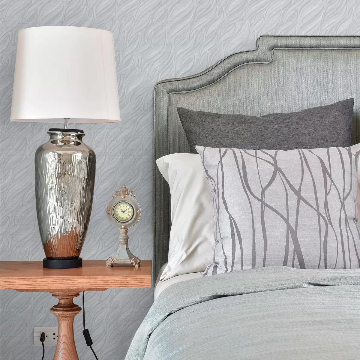 Tapeet Tekstuuriga harjatud lained, jahe sinakashall a00688v3