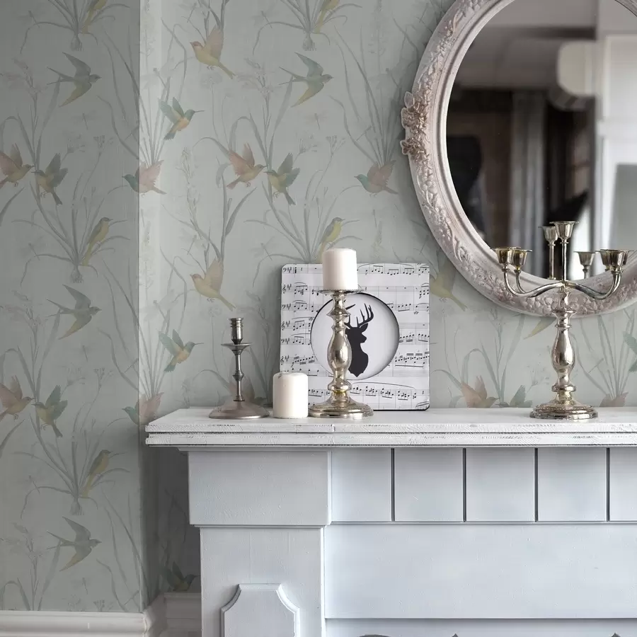 Fototapeedid Linnud helerohelisel taustal rohumaa rohtudes a00776v1