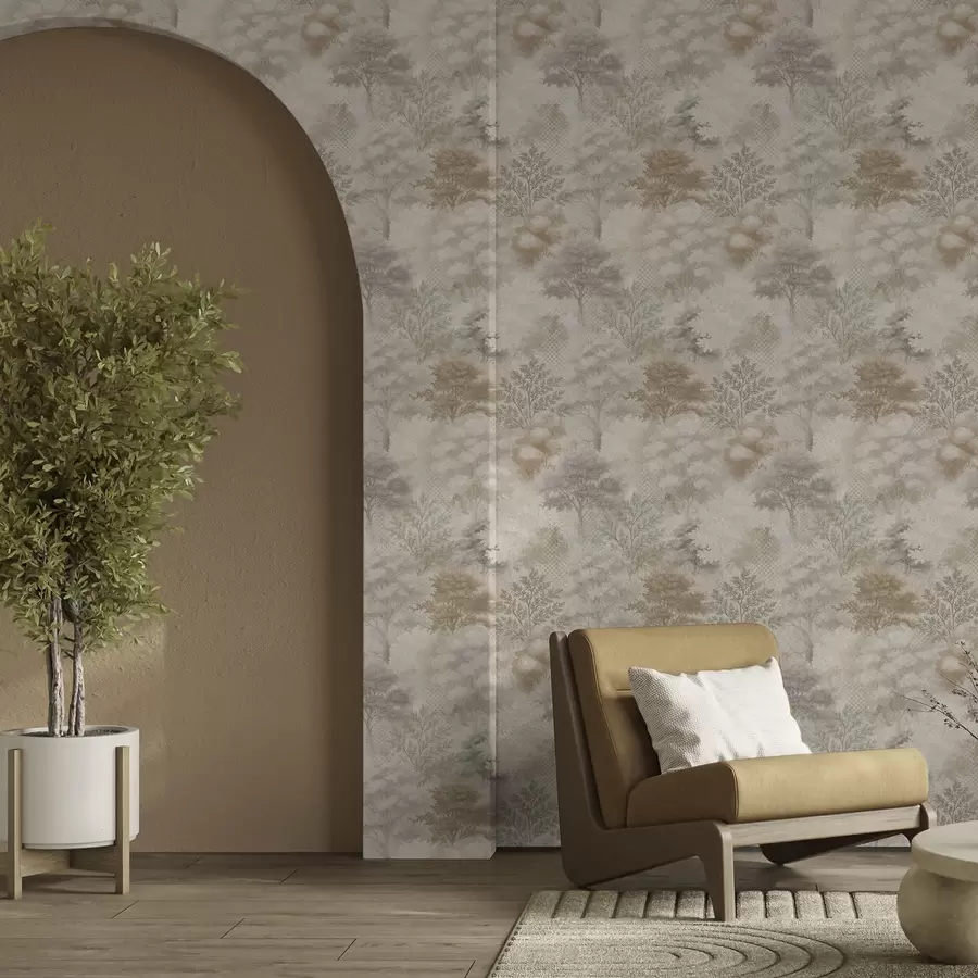 Fototapeedid Õrn mets udus, pehmed beež-hallid toonid a00785