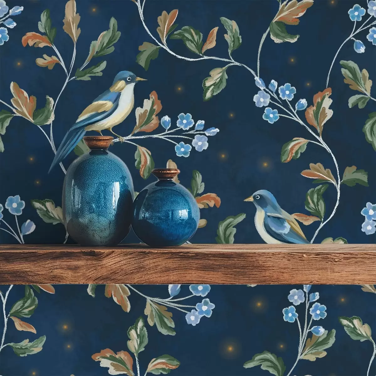 Tapeet Rinnad okstel, öösel sinine taust sädemetega a00858