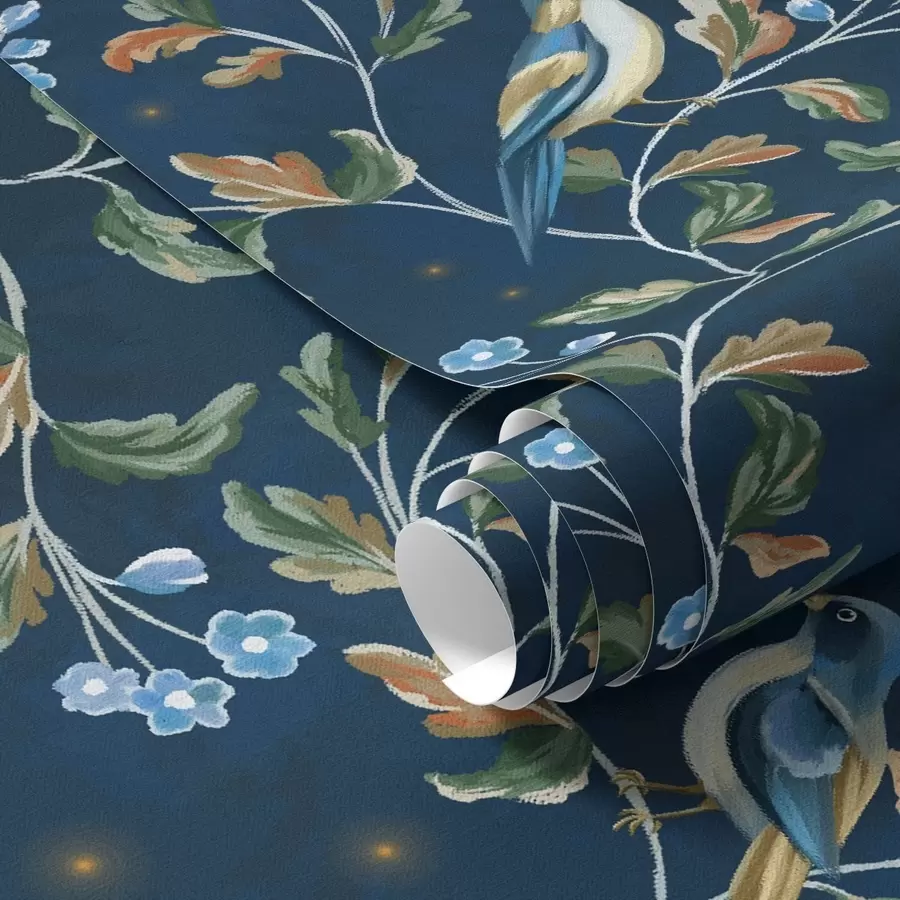 Fototapeedid Rinnad okstel, öösel sinine taust sädemetega a00858