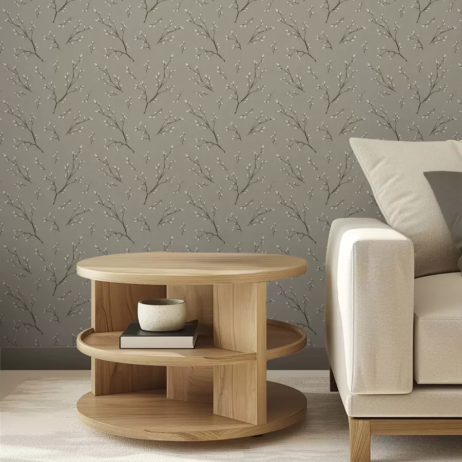 Fototapeedid Oksad valgeid pungadega lina hallikaspruuni taustal a00861