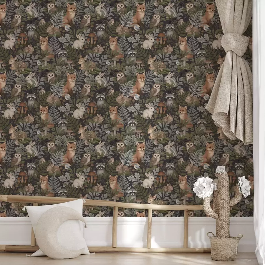 Fototapeedid Metsloomad ja sõnajalad sügaval süttel a00880