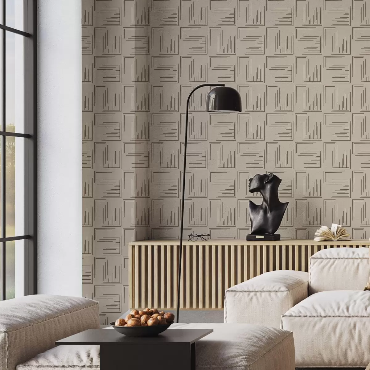 Tapeet Suured kakaonurgad mitmekesiste joontäidetega, liiv a00913