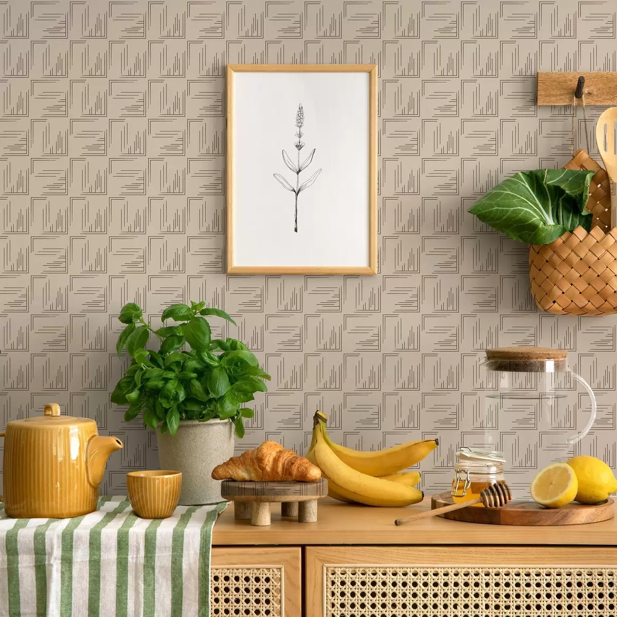 Tapeet Suured kakaonurgad mitmekesiste joontäidetega, liiv a00913