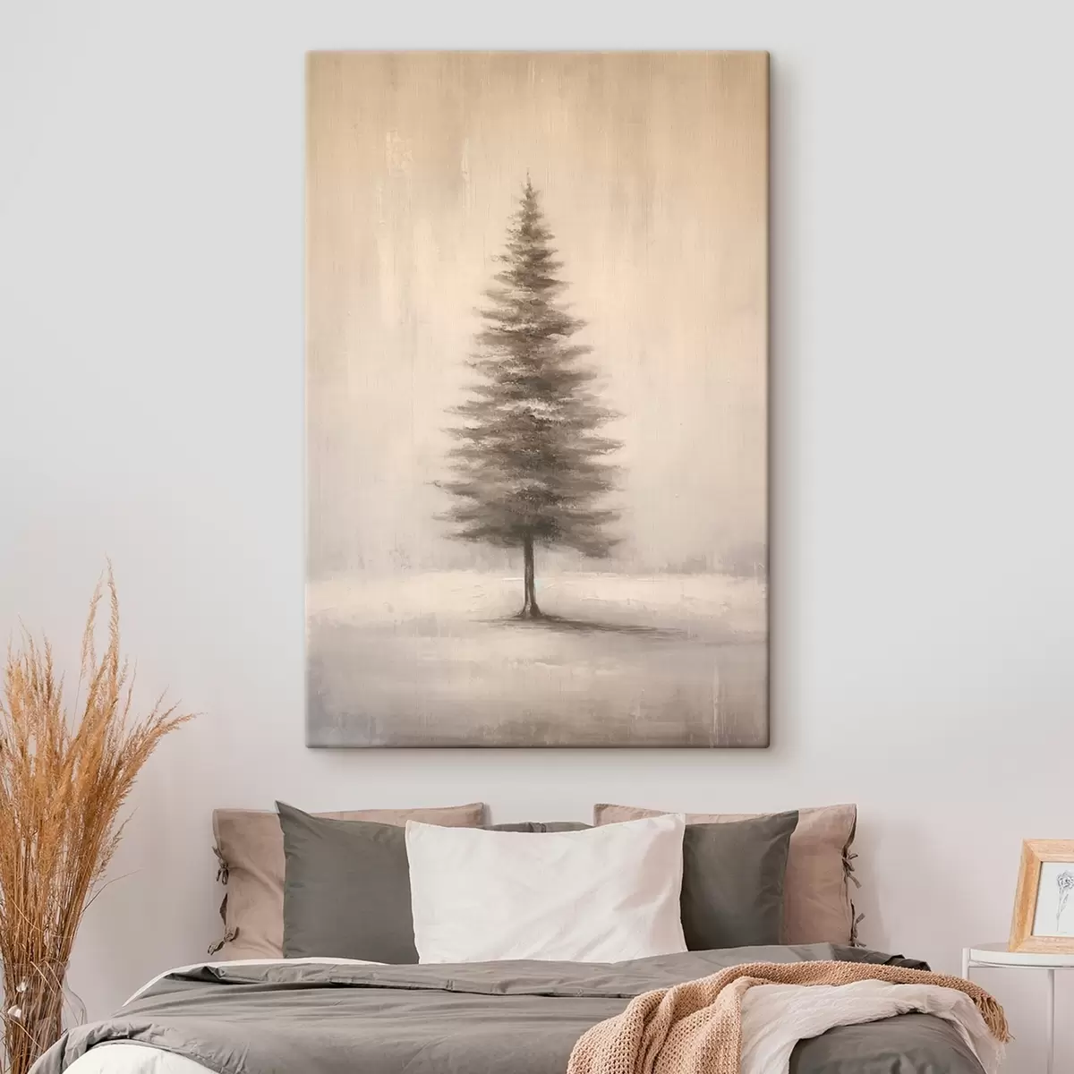 Pilt Monokroomne kuusk. Minimalistlik talvine maastik s46465