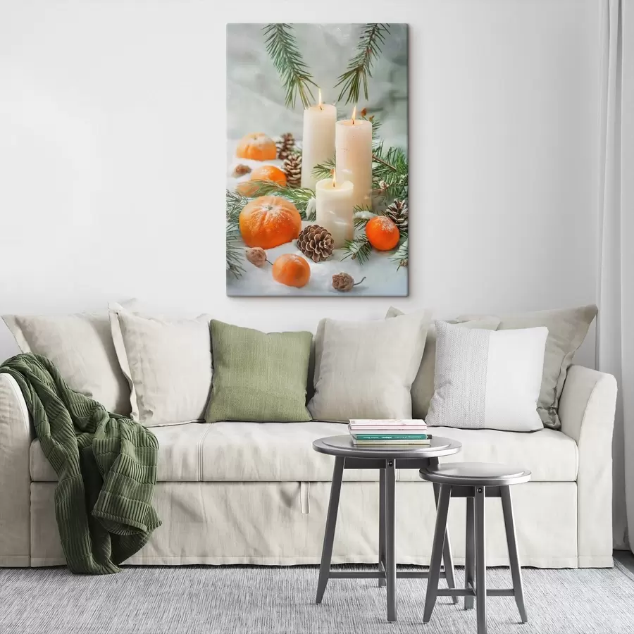 Pilt Küünlad, mandariinid ja männipähklid s46615