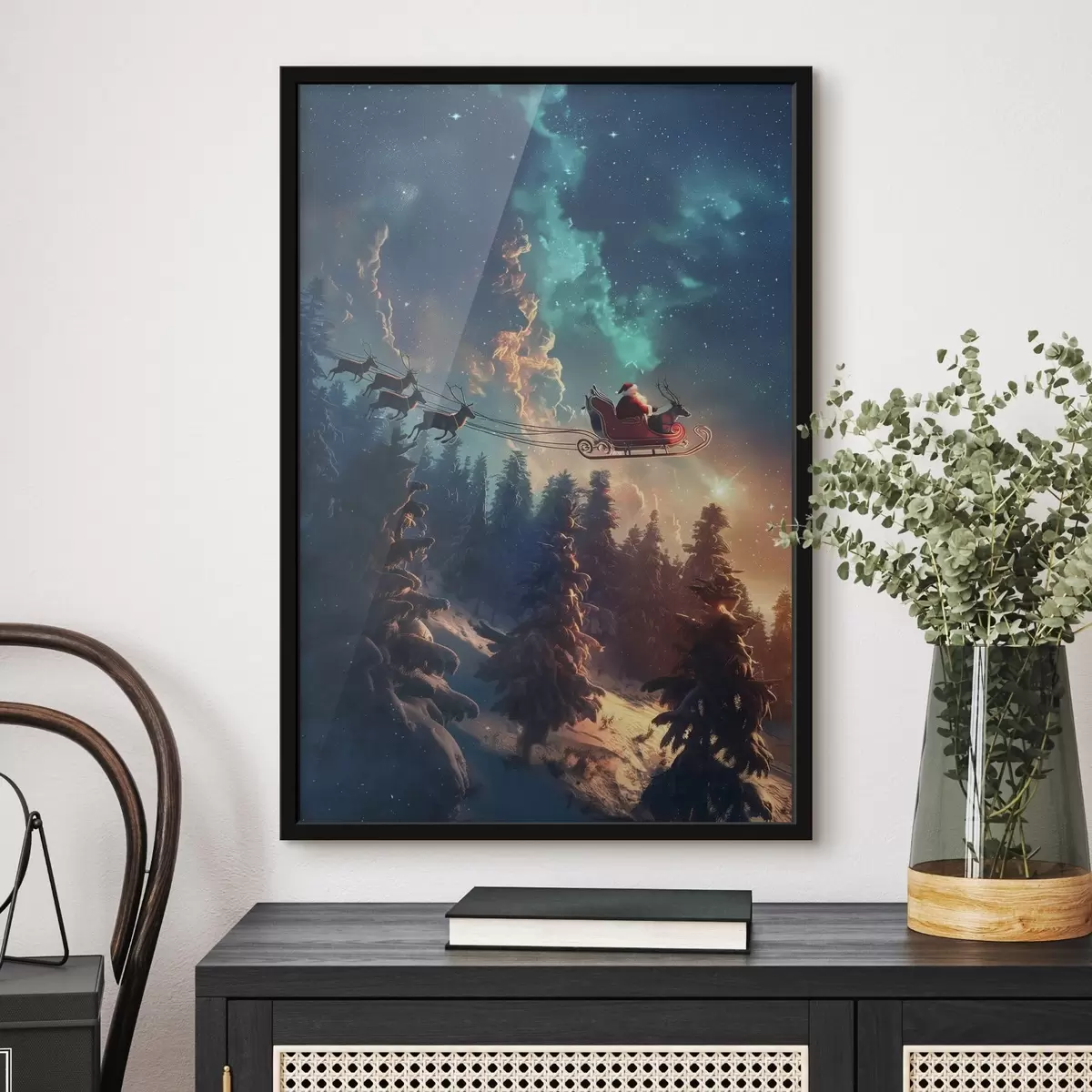 Plakat Jõuluvana põhjapõdradega f46602