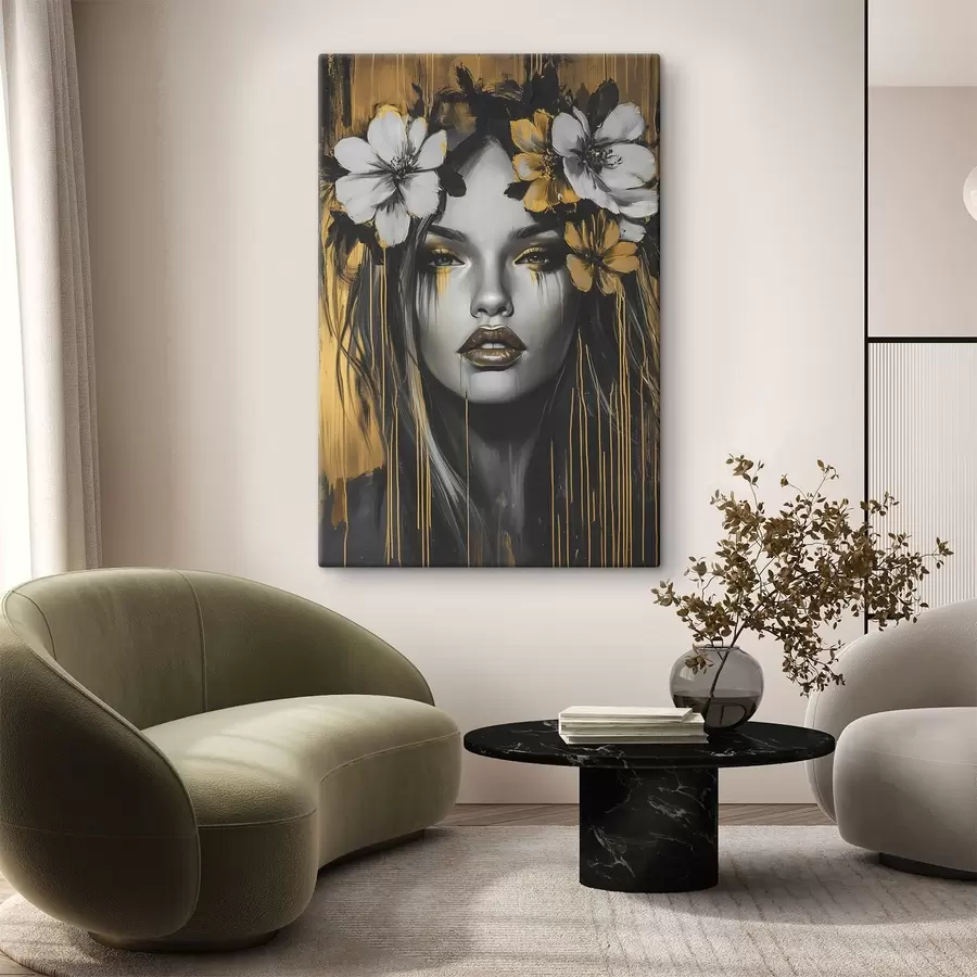 Pilt Abstraktne portree naisest lilledega s46454