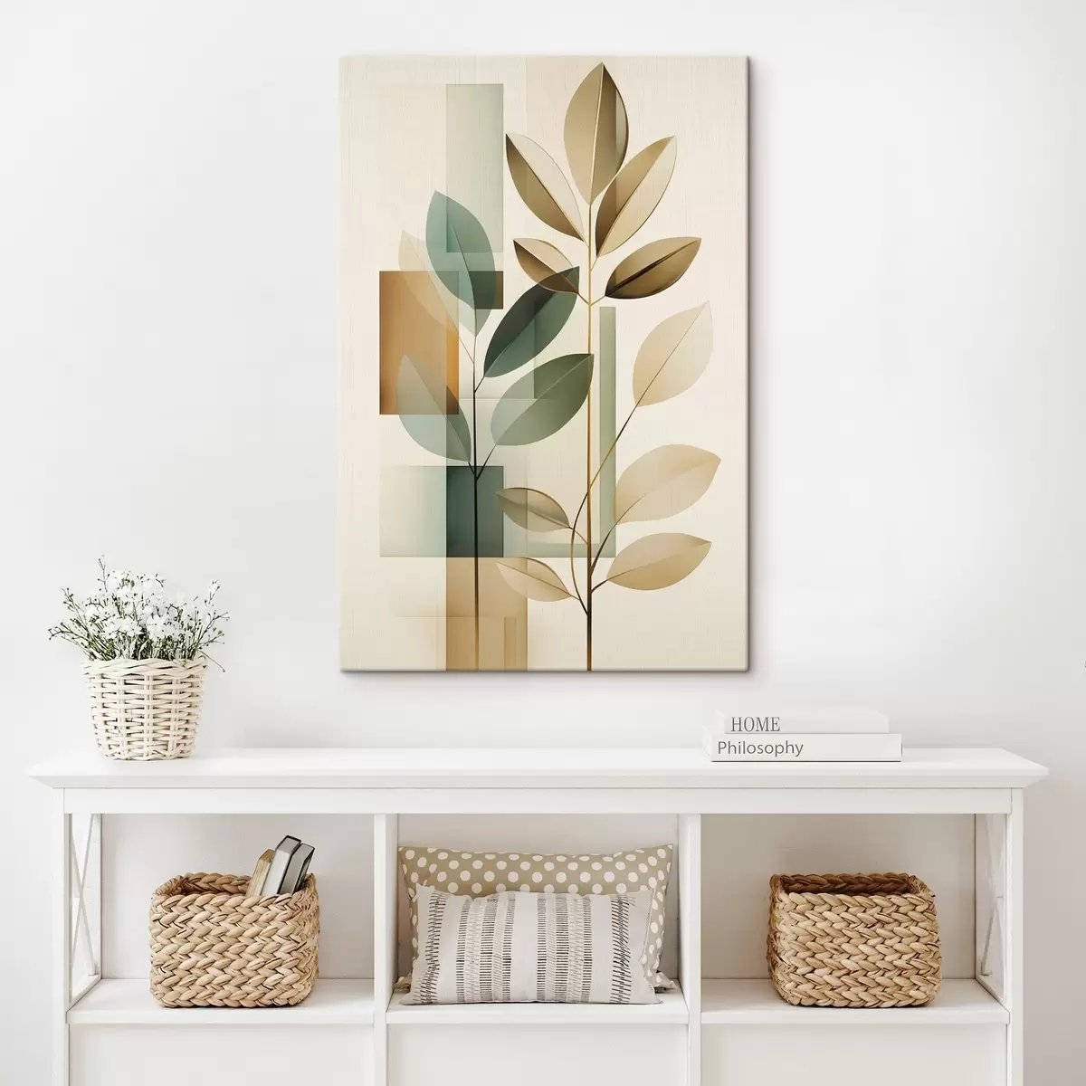 Pilt Geomeetriline abstraktsioon lehtedega s46581