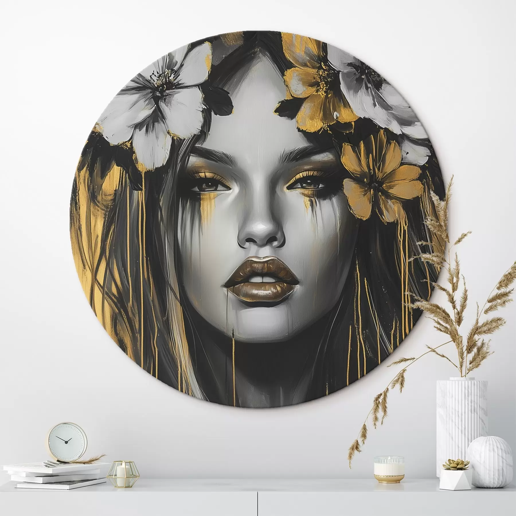 Pilt Abstraktne portree naisest lilledega r46454