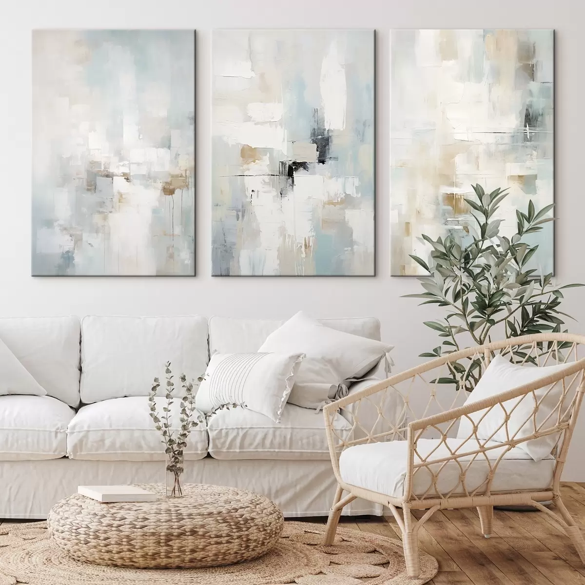 Pilt Õhuline abstraktne värvipalett: valge, beež ja helesinine m00966