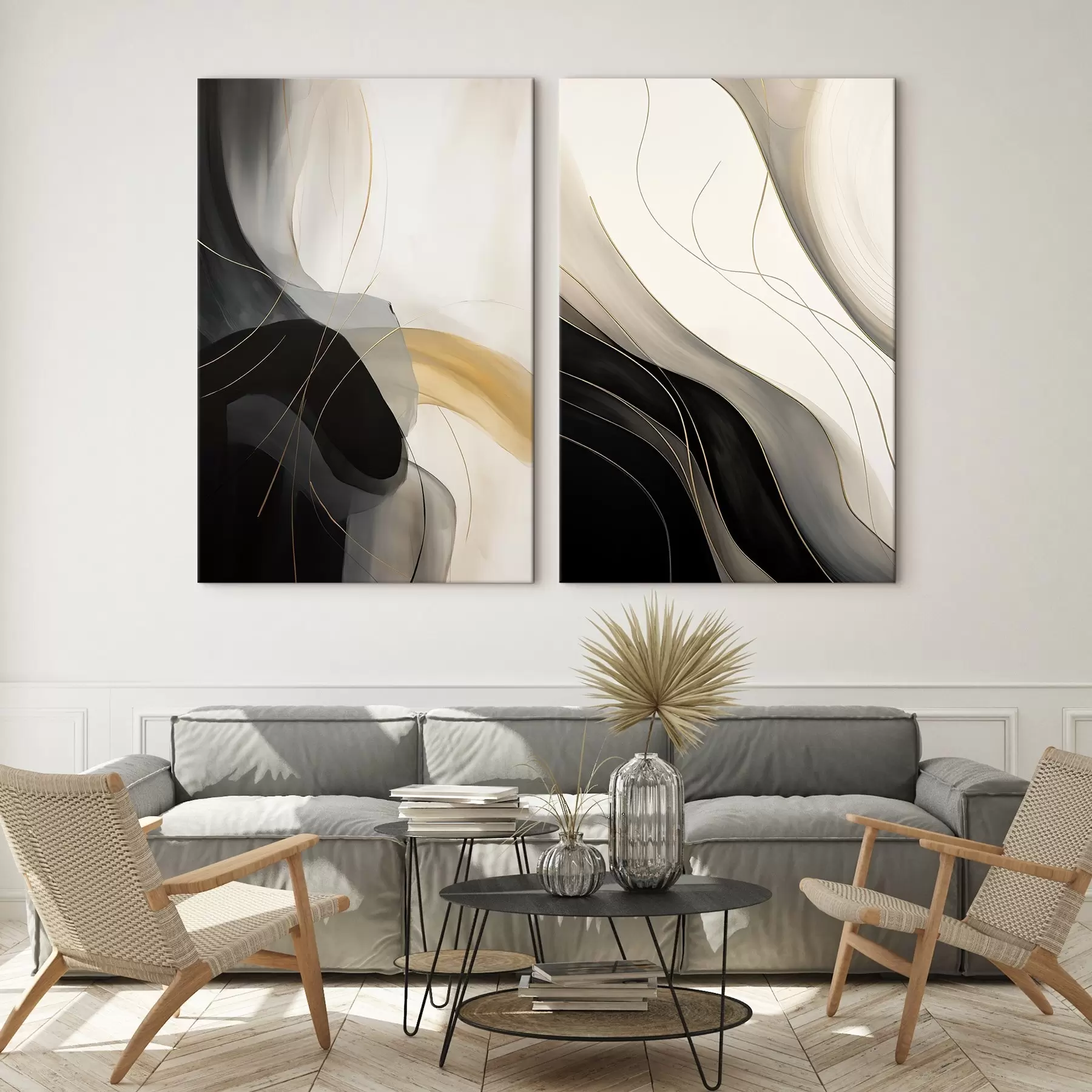 Pilt Monokroomilised kõverad peenete metalliliste kiududega m00972