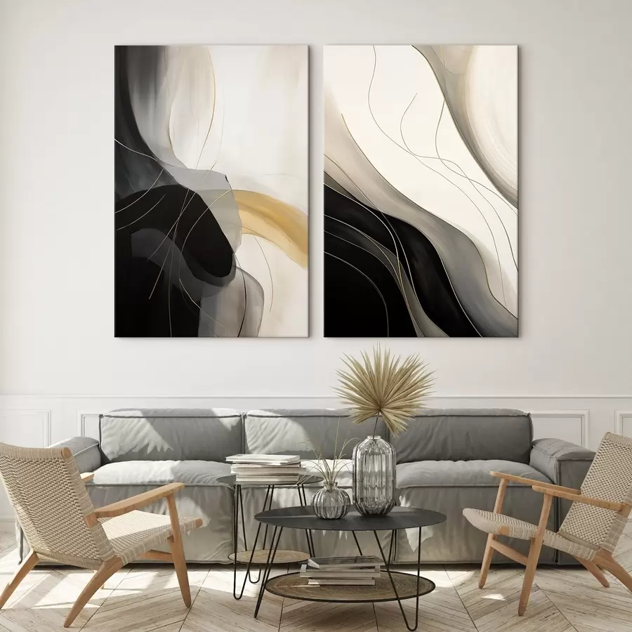 Pilt Monokroomilised kõverad peenete metalliliste kiududega m00972