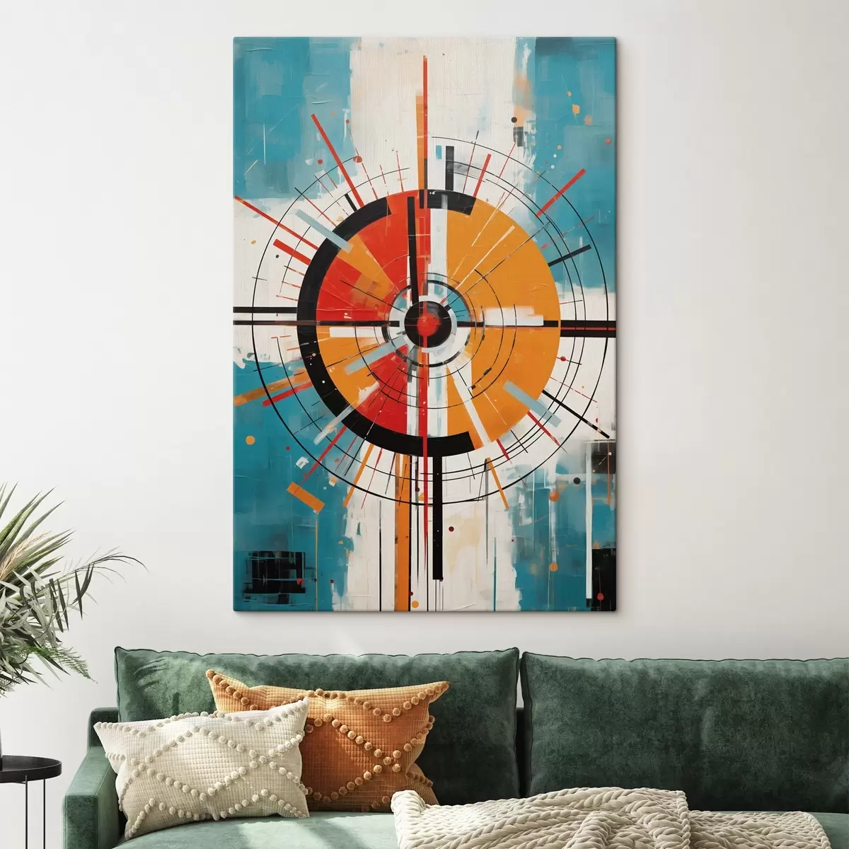 Pilt Kontsentriline sihtmärk sinakasroheliste ja oranžide segmentidega s46486