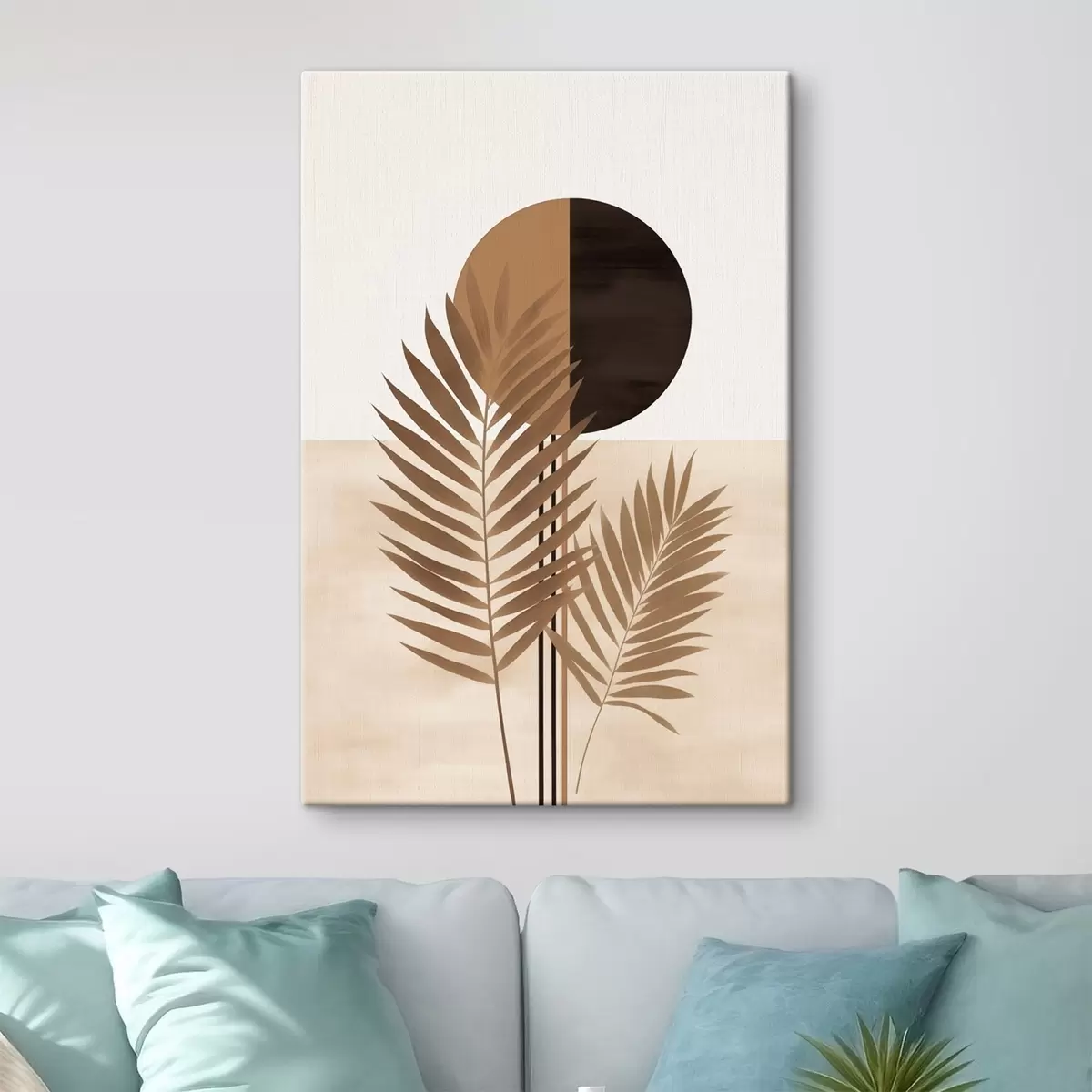 Pilt Kaks palmilehte lõhestatud ringikujulise päikesemotiiviga s46491