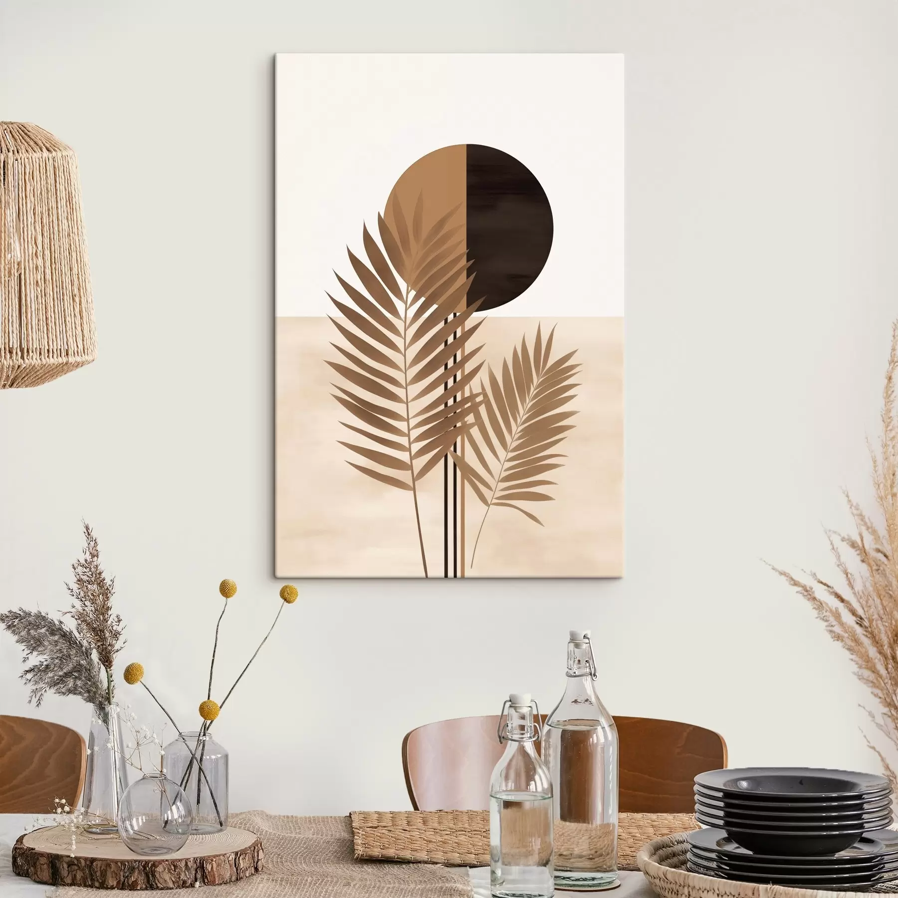 Pilt Kaks palmilehte lõhestatud ringikujulise päikesemotiiviga s46491