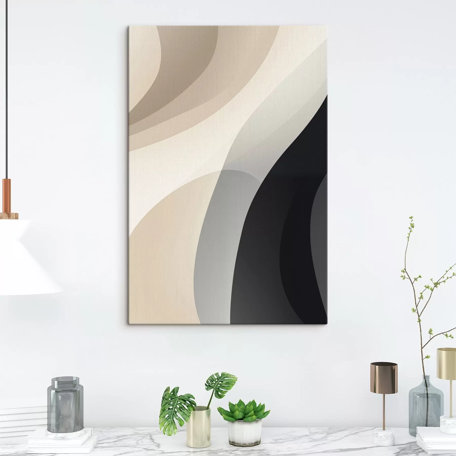 Pilt Orgaanilised lainekujud soojas beežis ja sütt värvis s46494