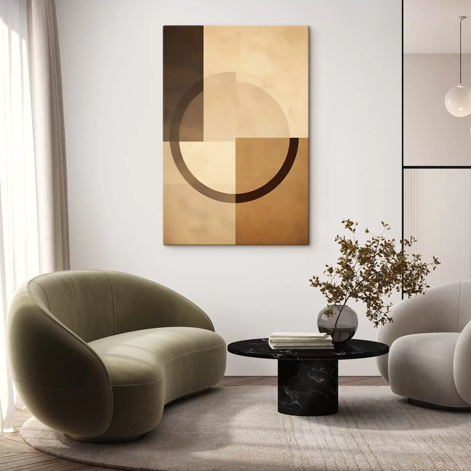 Pilt Vaigistatud ruudud läbipaistva rõngaga, soe maapalett s46498