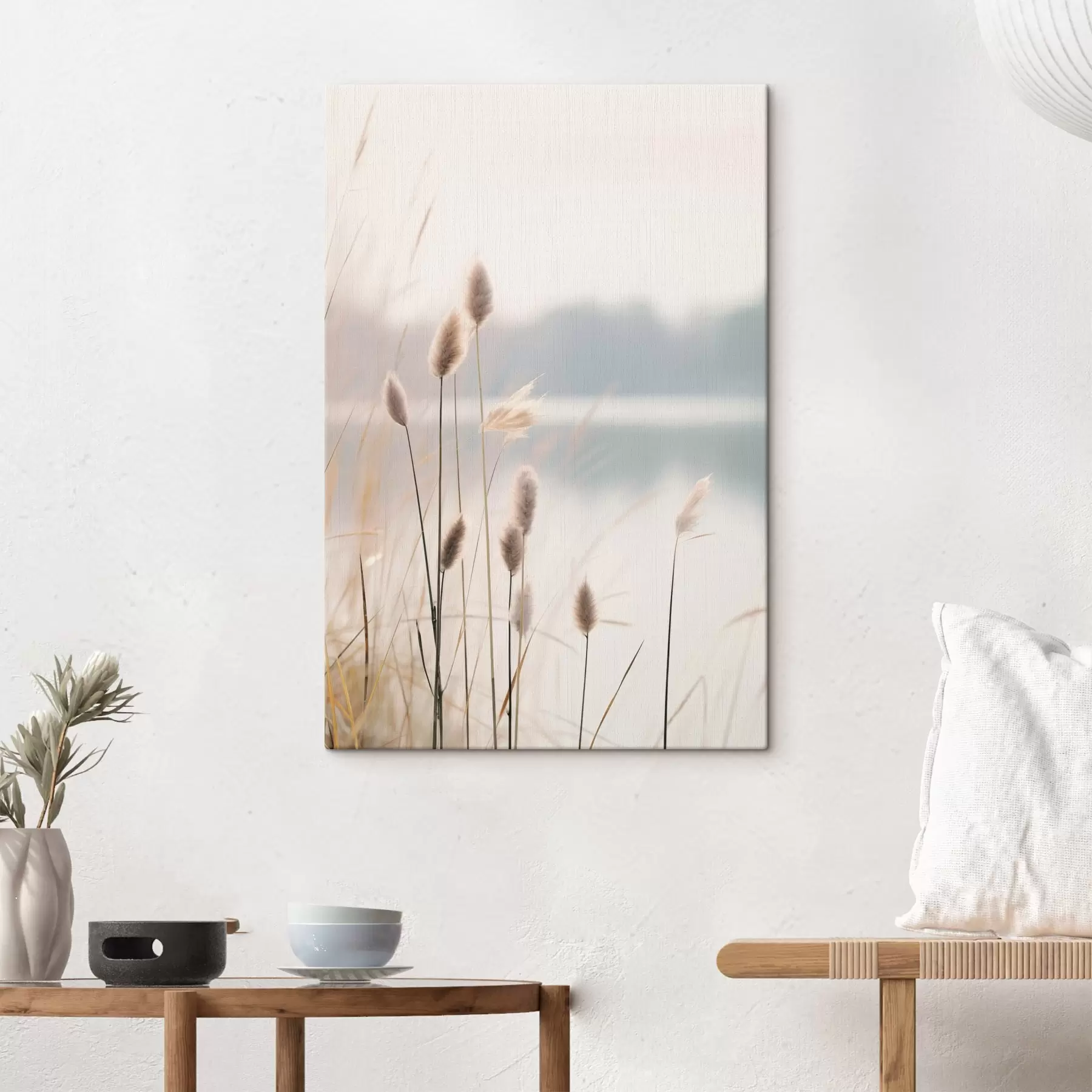 Pilt Uduvihmane järveäärne pehme pilliroog, pastelsed beežid toonid s46504