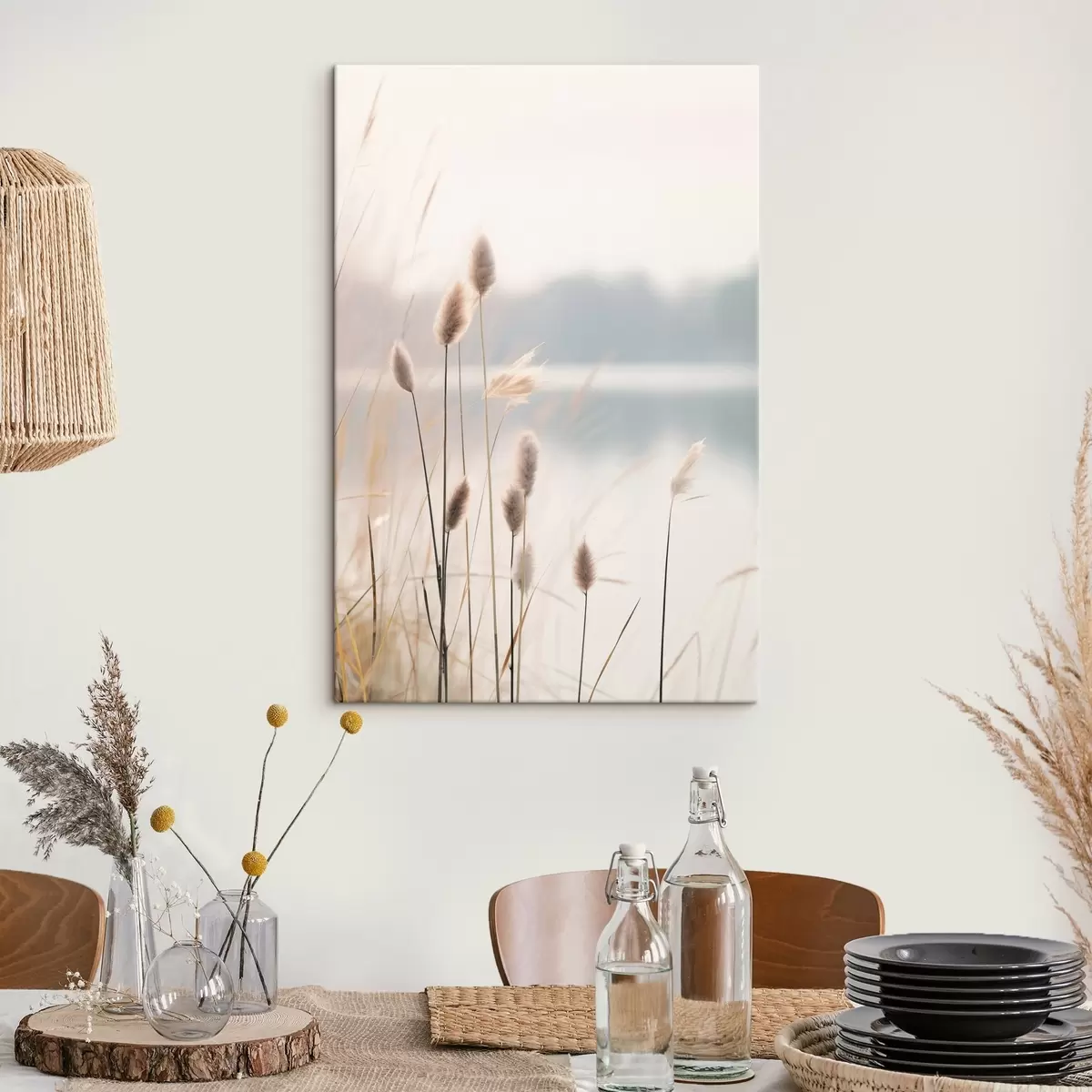 Pilt Uduvihmane järveäärne pehme pilliroog, pastelsed beežid toonid s46504