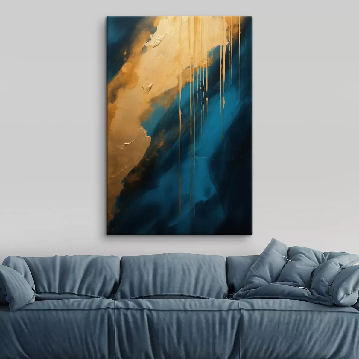 Pilt Teal ja sügavsinine abstraktne kujundus voolavate soojade rõhutatud detailidega s46509