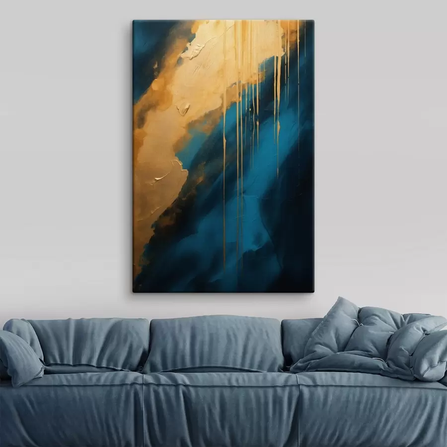 Pilt Teal ja sügavsinine abstraktne kujundus voolavate soojade rõhutatud detailidega s46509