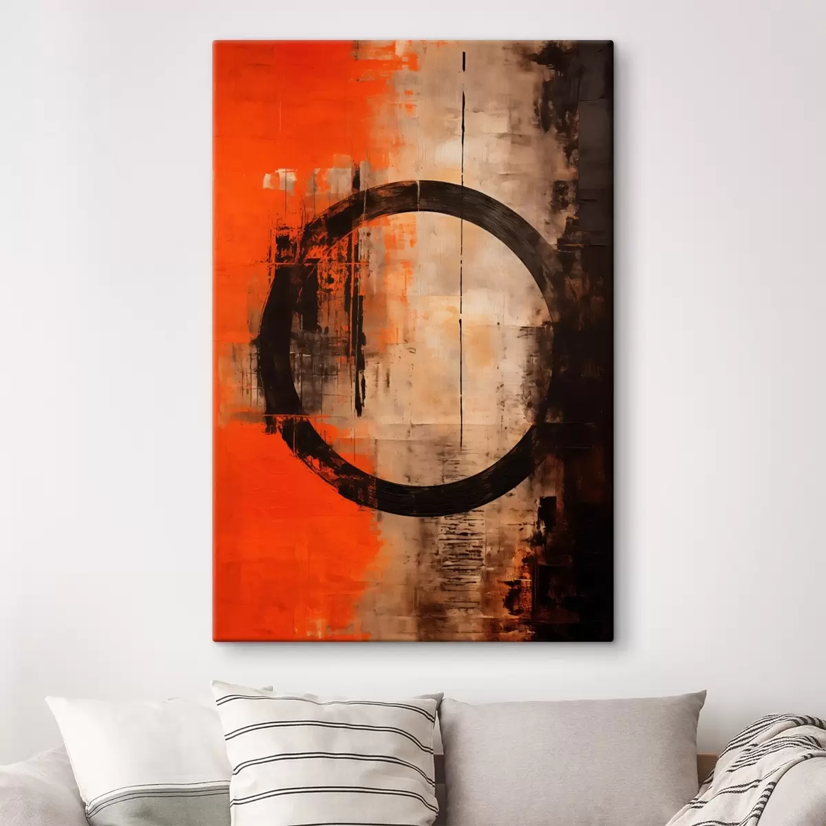 Pilt Abstraktne suur must ring ja soojad tekstuurid s46528