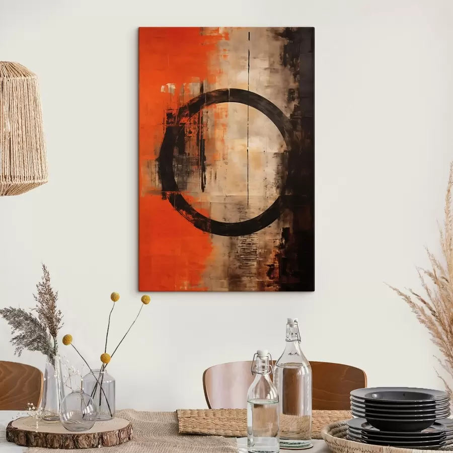 Pilt Abstraktne suur must ring ja soojad tekstuurid s46528