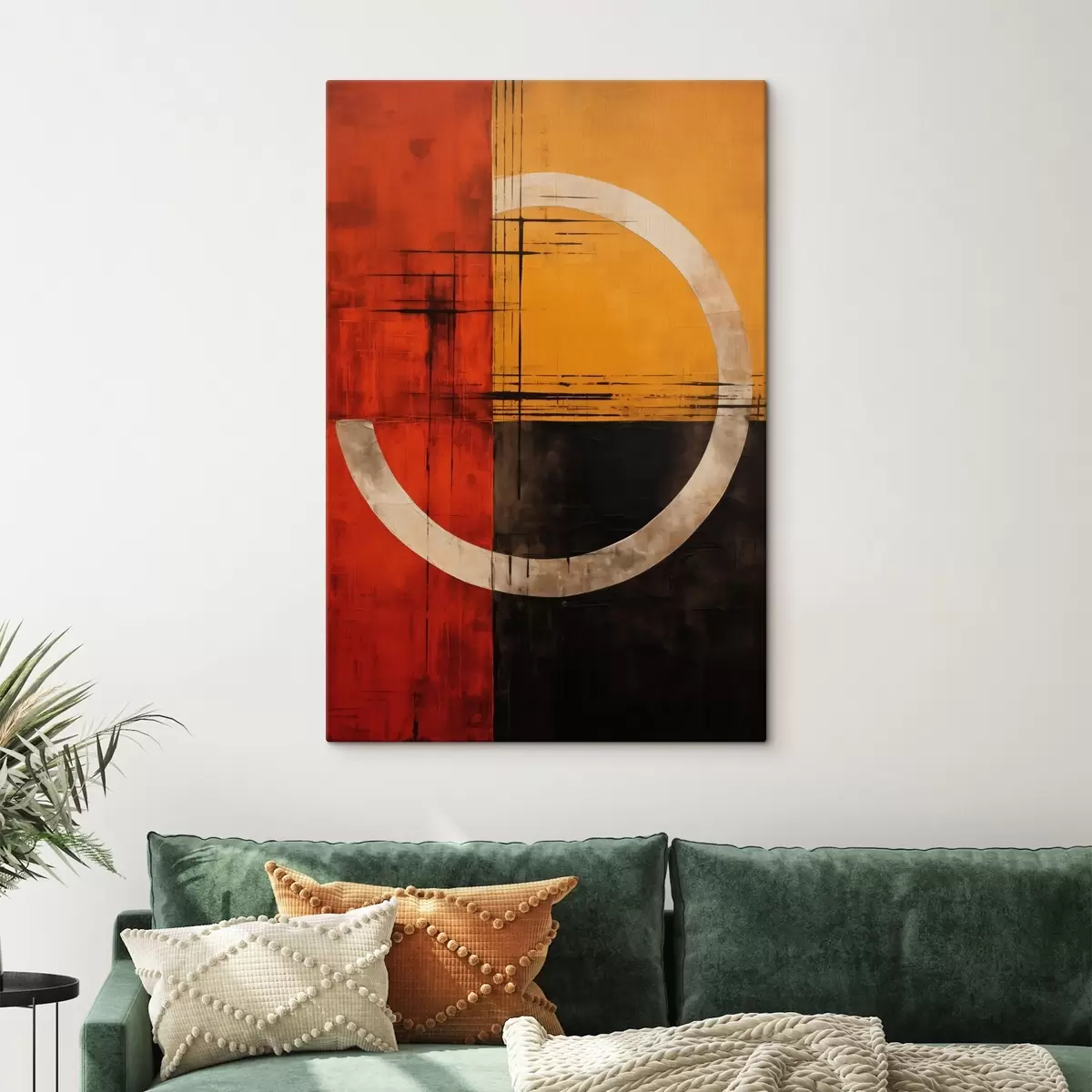 Pilt Abstraktne ring punasel-mustal taustal joontega s46535