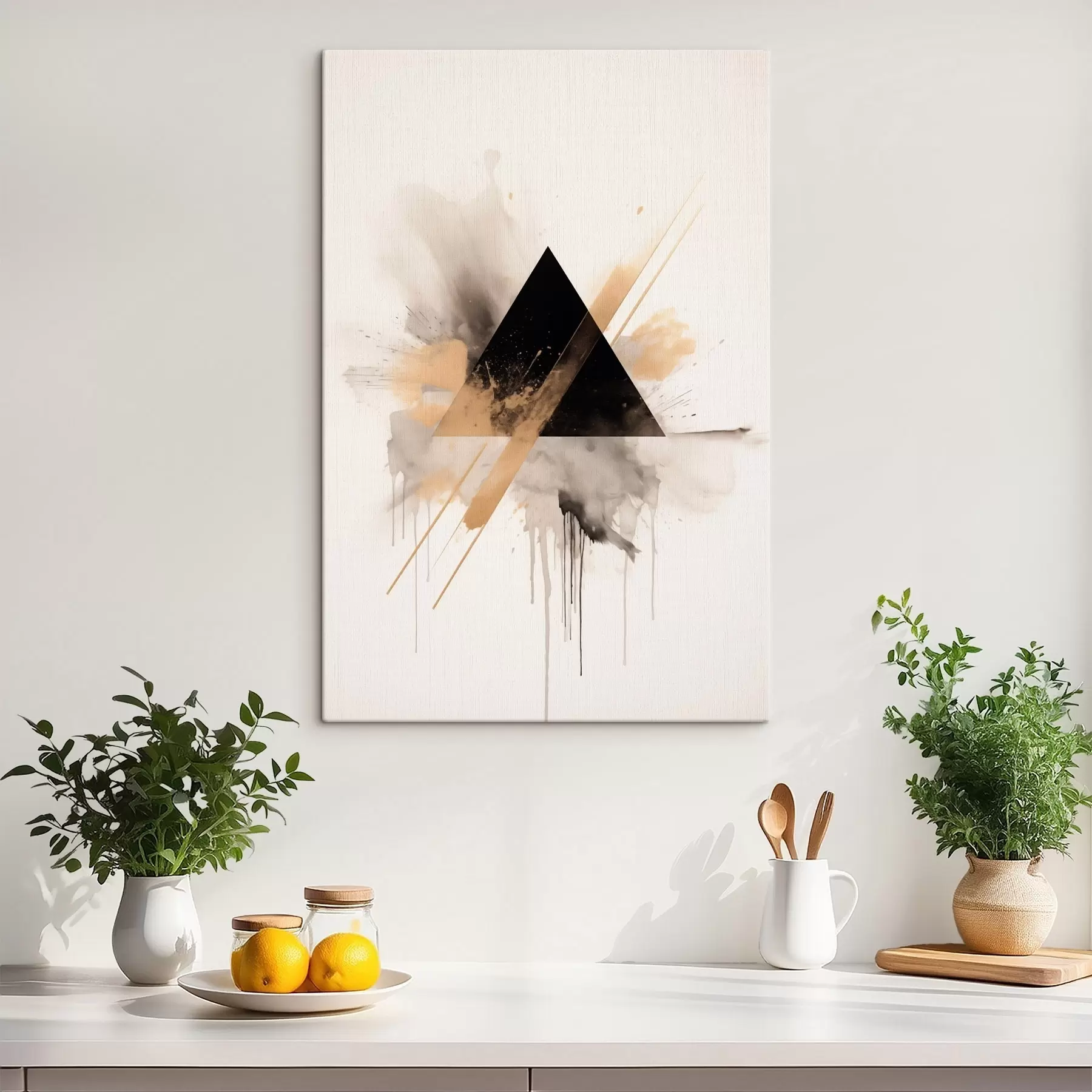 Pilt Geomeetria: must kolmnurk heledate pritsmetega ja joontega s46540